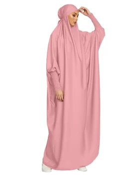 10 цвята мюсюлмански жени Jilbab пълно покритие Рамадан рокля Abayas молитвена рокля ислямски плат Дубай Саудитска черна роба Турски скромност