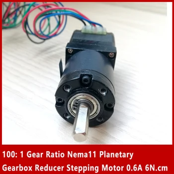 100: 1 предавателно отношение Nema11 планетарна скоростна кутия стъпка двигател Nema 11 редуктор стъпков двигател 0.6A 6N.cm
