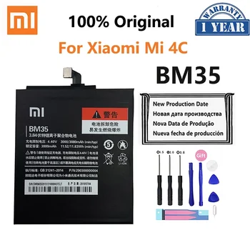 100% Оргинална Xiao mi BM35 3080mAh батерия за Xiaomi Mi 4C Mi4C M4C Висококачествени батерии за подмяна на телефони