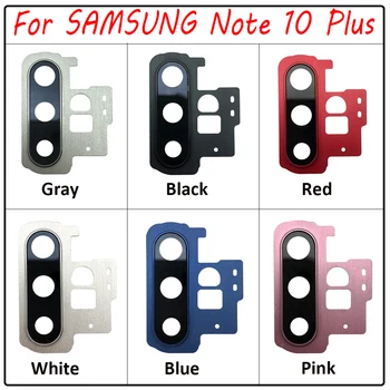 100% оригинален за Samsung Galaxy Note 10 Plus Ремонт Замяна на капака на стъкления обектив на задната камера с резервната част на държача на рамката
