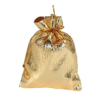 100Pcs златно фолио органза чанта бонбони подарък чанти коледна украса сватбено парти полза торбичка подарък опаковки чанти шнур Po