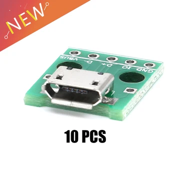 10pcs микро USB към DIP адаптер 5pin женски конектор модул борда панел женски 5-пинов pinboard B тип PCB 2.54 MM