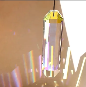 120MM полиран AB цвят двойно заострен дълъг Herkimer диамант кристал фасетиран призма стъкло полилей лампа част дъга Suncatcher