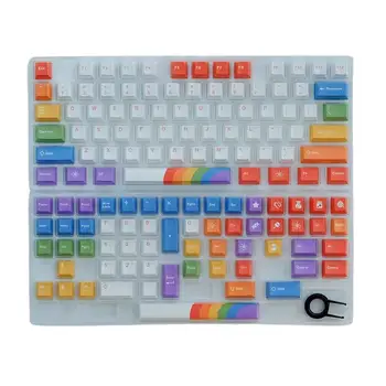 129 Key PBT Rainbow Keycap Thermal Sublimation Mechanical Keyboard Keycaps могат да бъдат персонализирани Аниме клавиши