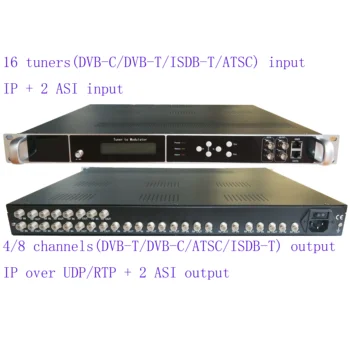 16 начин dvb-s2 / S към DVB-T catv модулатор, 16 начин DVB-T тунер към DVB-T RF модулатор, TV headend за училище / болница / хотел