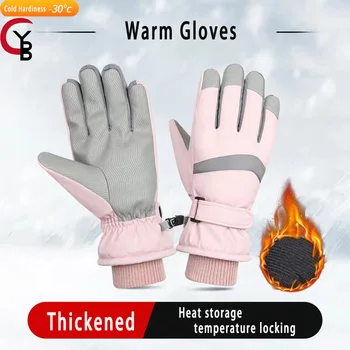 1Pair ски ръкавици водоустойчиви &ветроустойчиви-удебелени топло &сноуборд &докосване екран &колоездене &тренировка на открито зимни ръкавици за мъже&жени