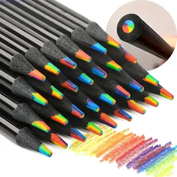 1Pc 7 цвята градиент дъга моливи джъмбо-цветни моливи многоцветни моливи за изкуство рисуване оцветяване скициране случайни