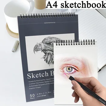 1pc нов скицник A4 празен книжка за рисуване студент изкуство скица книга скица хартия рисуване книжка за оцветяване тетрадки с безплатна доставка