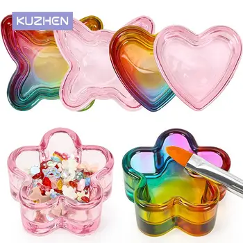 1Pcs Rainbow Crystal Acrylic Liquid Dish Tappen Dish Glass Cup With Lid Bowl For Acrylic Powder Monomer Nail Art Beauty Tool