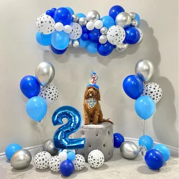 1set лапа балон венец комплект 12inch карикатура куче Globos рожден ден украса детски играчки с 30inch 1 2 3 4 синьо номер топка