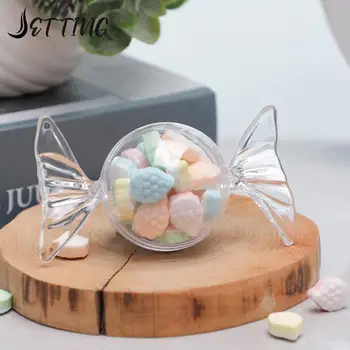  2 / 12pcs ясно пластмасови бонбони форма полза кутия мини бонбони форма контейнер с капак за сватба рожден ден парти бебе душ
