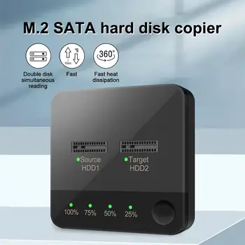 2 Bay M.2 SATA клонинг докинг станция, SSD дубликатор Поддръжка Функция за копиране на дискове Станция за SD карти LED докинг станция