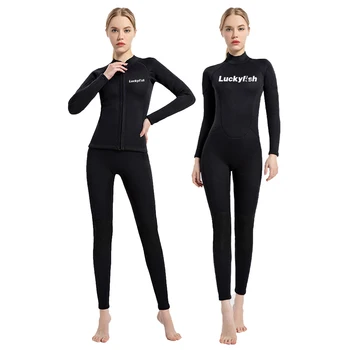2024 Нов 3MM неопрен жените сплит дълъг ръкав топло неопренов бански удебелен сърф слънцезащитен едно парче платно плуване сърф костюм