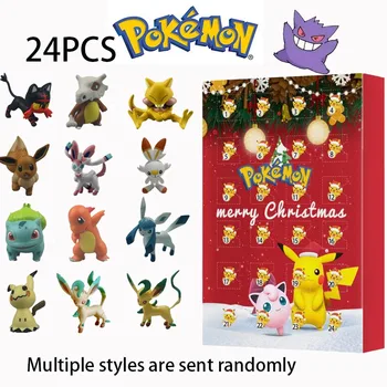 24Pcs Pokemon мистериозни кутии Детски подаръци Gengar Хелоуин PVC фигура играчки аниме Коледа Адвент календар кукли модел случайни играчки