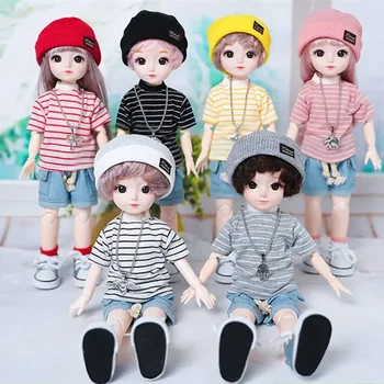 30cm BJD Дебела кукла с дрехи Момчета и момичета 3D симулирани очи Множество активни стави DIY Облечи играчки