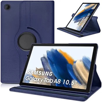 360 Въртящ се калъф за Samsung Galaxy Tab A8 10.5inch 2021 SM-X200 X205 X207 въртяща се стойка Folio Flip Smart кожен калъф