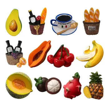 3D симулация Сладък творчески плодове Магнити за хладилник Бяла дъска Магнитни стикери Кухненска декорация Зеленчуков домашен магнит декор