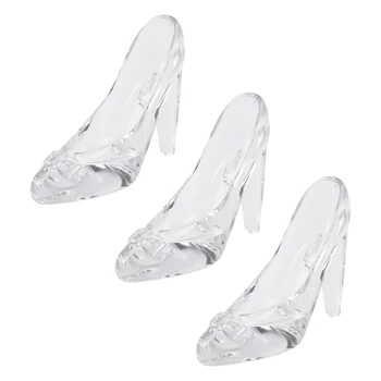 3X Кристални обувки Стъклени подаръци за рожден ден Домашен декор Пепеляшка Обувки на висок ток Сватбени обувки Фигурки Миниатюри Украшение