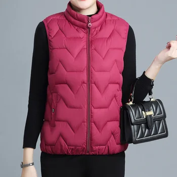 4 цвята нова зимна жилетка жени корейски стил жилетка сгъсти памук връхни дрехи твърди топли якета без ръкави плюс голям размер 5XL