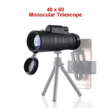 40x60 Zoom Монокулярен телескоп с компас за смартфон за къмпинг, лов, наблюдение на птици, спорт и др.
