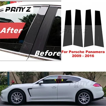 4Pcs кола врата прозорец стълб постове подстригване покрива стикер за Porsche Panamera 2009 2010 2011 2012 2013 2014 2015 2016 BC колона