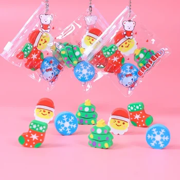 4pcs / чанта Chrismats Santa Mini Erasers Kawaii гумен молив гума корекция инструмент празник деца хвалят подаръци офис консумативи
