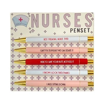 5Pcs Смешни медицински сестри писалки комплект забавно медицинска сестра химикалки химикалка за медицински сестри признателност