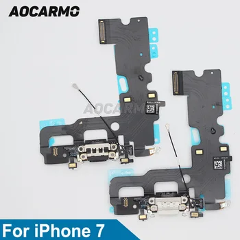 Aocarmo Бял/черен док за зареждане Конектор за микрофон Flex кабелна лента за iPhone 7