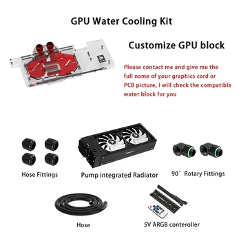 BARROW Комплект за воден охладител Активна задна помпа интегриран радиатор + 3080 / 3090 GPU блок + фитинги за маркуч ID10mm + OD13mm GCI-T2 CPI-T