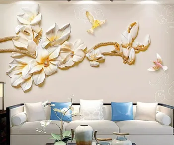 beibehang Персонализиран тапет 3d papel de parede бижута релеф три прости и стилни китайски нефрит орхидея фон стена хартия