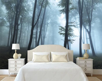 Beibehang Персонализиран тапет свежи и прости горски дървета сутрин мъгла стенопис TV фон хол спалня стенопис 3d тапет