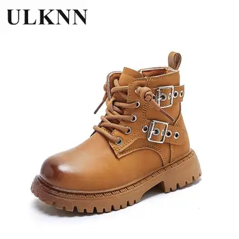 Boys' Anti Slip Autumn Boots Boys' Fashion Boats Autumn Kid's Show Yellow Leather Flats Shoes Girls' Short Boots