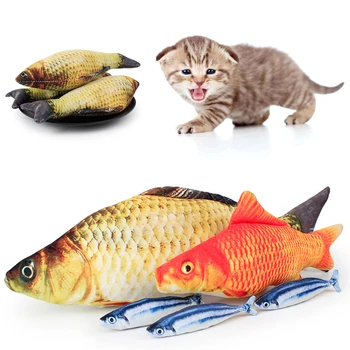 Cat Toy Training Entertainment Fish Plush Stuffed 20Cm Simulation Fish Cat Toy Fish Interactive Chew Toy Pet Supplies