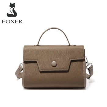 FOXER Марка Сплит кожена рамо Crossbody чанта Жените ретро клапа пратеник чанти дама телешка луксозен цип &Hasp малка чанта