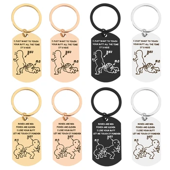 Funny Butt Couple Love Keychain Let Me for Touch Your Butt Forever Keychain Gift