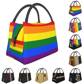Gay Pride LGBT Rainbow Flag Lunch Bag Leakproof Insulated Cooler Thermal Lunch Box For Women Kids School Picnic Food Tote Bags