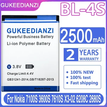 GUKEEDIANZI 2500mAh BL-4S BL4S BL 4S телефон батерия за Nokia 7100S 3600S 7610S X3-02 6208C 2680S Batterij + Track NO