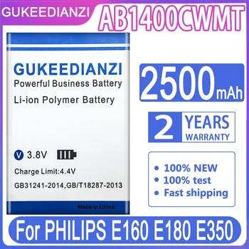 GUKEEDIANZI За PHILIPS E160 E180 E350 батерия AB1400CWMT 2500mAh батерия за подмяна на мобилен телефон + Track NO