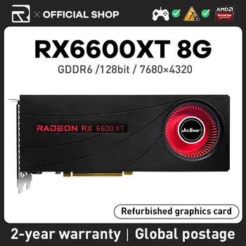JIESHUO AMD RX 6600XT 8GB 2048SP Геймърска графична карта GDDR6 GPU PCI-E 4.0 128-битов RX 6600 XT PC Настолно видео Office 6600XT RX