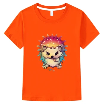 Kawaii животински таралеж графични тениски 100% памук момчета и момичета тениска случайни удобни къс ръкав тениска за деца