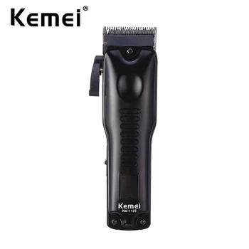 Kemei 8W бръснар машинка за подстригване избледняване острие тример за коса мъже акумулаторна акумулаторна електрическа конусна машина за рязане на коса LCD дисплей
