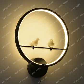 LED стена лампа пръстен птица спалня светлина димиране модерен вътрешен декорация стълбищно осветление лампа