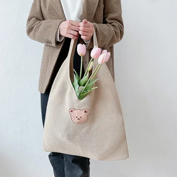 MILANCEL Нова плетена чанта за мумия Сладка мечка Родител-дете Жилетка чанта Детска пазарска чанта