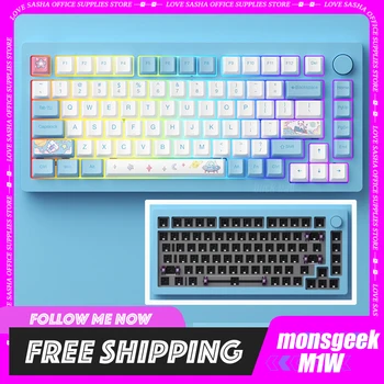 Monsgeek M1W клавиатура комплект безжична алуминиева сплав механично уплътнение персонализиране Rgb комплект компютър аксесоар за PC геймър