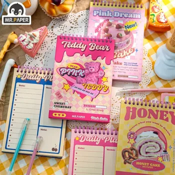 Mr. Paper 4 Style Color Dessert Theme Coil Notebook Cute Cartoon Little Bear Student Diary Book Handbook Kawaii Канцеларски материали