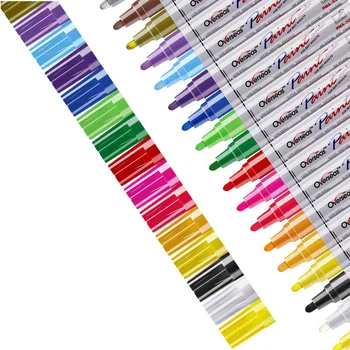 Paint маркер писалки 18 цвята маслена основа боя маркер постоянен водоустойчив бързо суха среда върха, разнообразни цвят боя писалка за метал