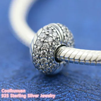Pave Snake Chain Pattern Clip Charm Original 100% 925 стерлингови сребърни мъниста Подходящ за гривни Pandora Изработка на бижута