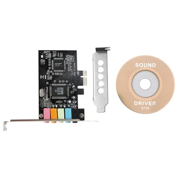PCIe звукова карта 5.1, PCI Express съраунд 3D аудио карта за компютър с висока директна звукова производителност & нископрофилна скоба