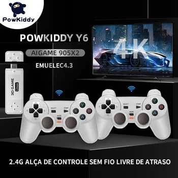 Powkiddy Y6 игра стик 4K безжична игра стик ретро за PS1 семейство преносими видео игра конзола HD мултиплейър 10000 игри