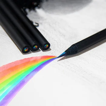 Rainbow розов молив, концентричен 7-цветен пастел, училищни художествени пособия, графити, живопис, канцеларски материали, 3 парчета / микс